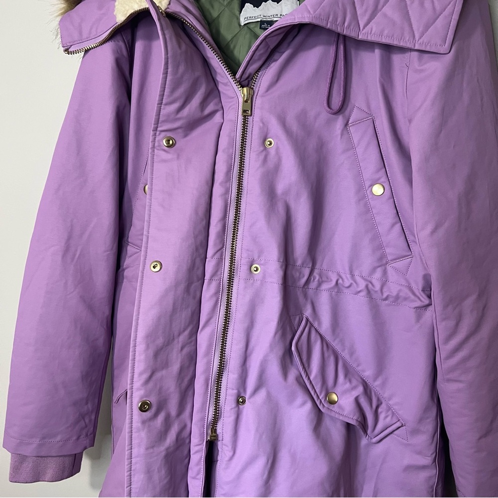J. Crew Perfect Winter Parka in Violet Purple Sz Large - Picture 5 of 8
